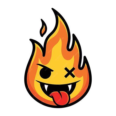 Fiery emoticon with a mischievous expression | Premium AI-generated vector