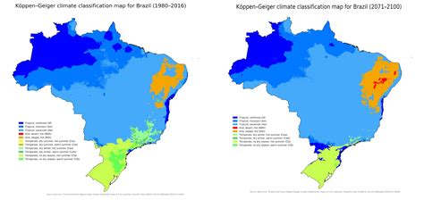 Köppen–Geiger climate map of Brazil - recent past and future | Map, Past, Climates