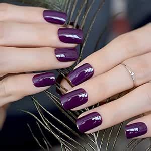 Buy CoolNail Dark Violet False Fake Nail Tips Deep Purple Acrylic UV ...