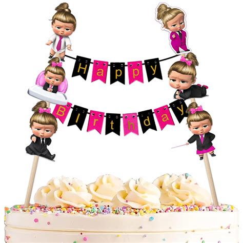 Arjoos | Boss Baby Girl Theme Cake Toppers for Cake Decorations Pack o ...