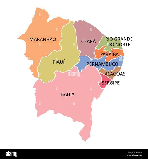 Brazil northeast region map isolated on white background Stock Vector Image & Art - Alamy
