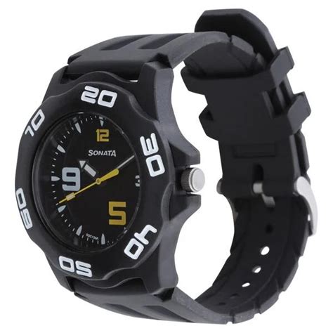 SF Quartz Analog Black Dial Plastic Strap Watch for Men 7929pp08 ...