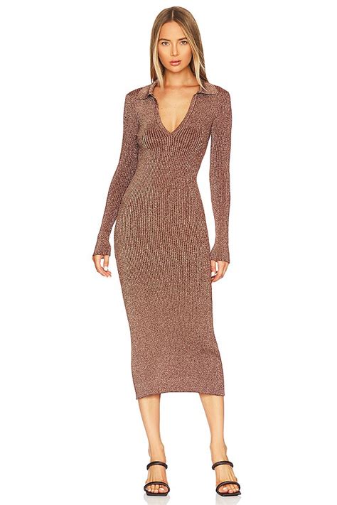 SIMONMILLER Choi Dress in Rock Brown Lurex | REVOLVE