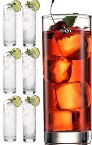 BINZO (Pack of 6) Highball Tall Drinking Glasses for Water, Mojito ...