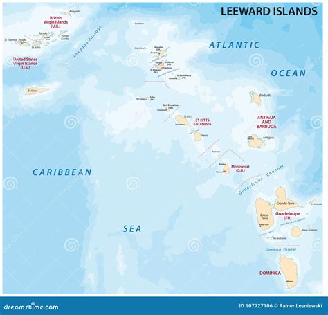 Map of Leeward Islands, Caribbean Island Group Stock Illustration ...