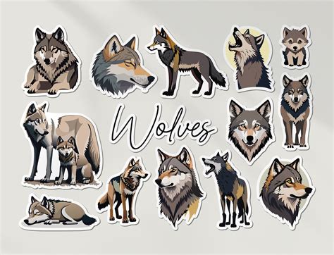 A5 Sticker Sheet Wolf Vinyl Stickers - Wolves Wild Cartoon Kawaii ...