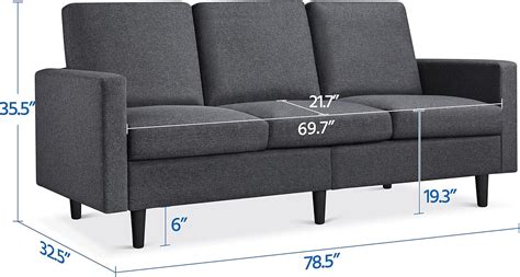 Buy Yaheetech Sofa for Living Room 3-Seater Sofa Couch with Tufted Back ...