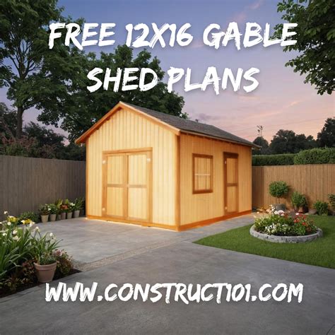 12x16 Shed Plans - Gable Design - PDF Download - Construct101