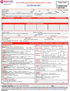 Fillable Online RHEUMATOID ARTHRITIS PRESCRIPTION AND REFERRAL FORM Fax ...