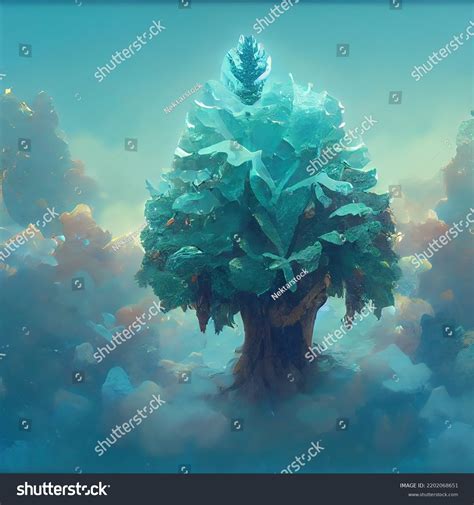 Fantasy Tree Illustration Clouds 3d Art Stock Illustration 2202068651 ...