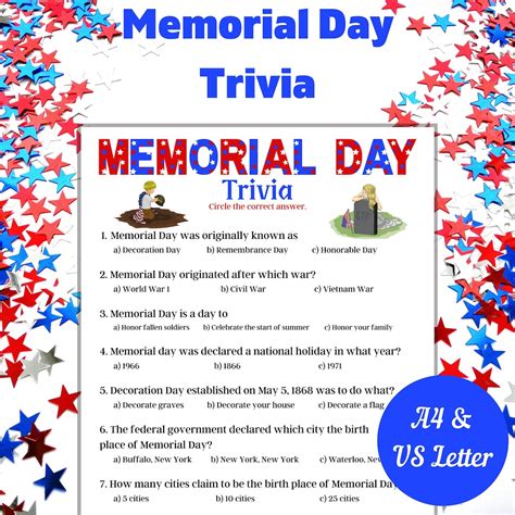 Memorial Day Trivia Printable