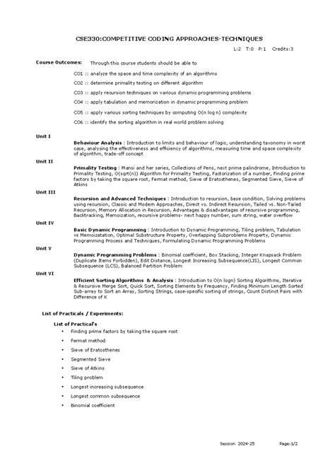 Syllabus - Summary Competitive Coding Approaches - CSE330:COMPETITIVE ...