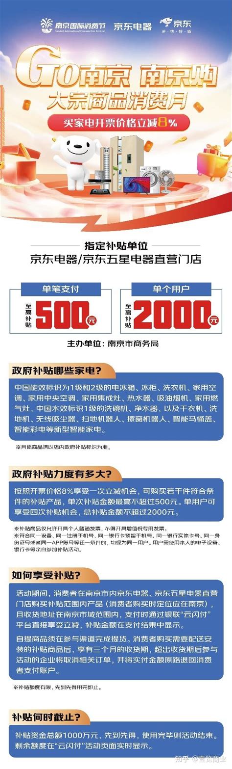 南京市家电消费政府补贴来了，京东电器在宁15店买家电立减8% - 知乎