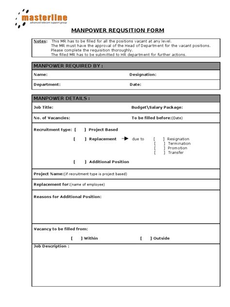 Image result for Manpower Requisition Form