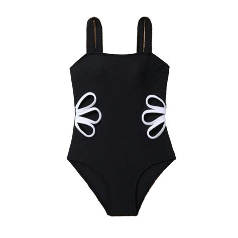 Big Girls One-Piece Swimsuit Bikini Set Swimwear Black,11-12Y Teen One ...