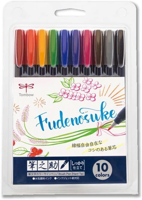 Tombow Fudenosuke Brush Pen - Hard - 10 Colors Set (WS-BH10C) – hobbyone.in