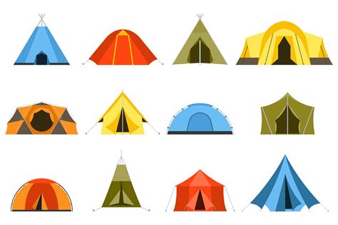 Hiking and Camping Tents Vector Set | Illustrations ~ Creative Market