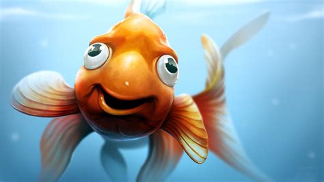 3D Goldie Fish Funny Gold Animated Wallpaper. | Goldfish wallpaper ...