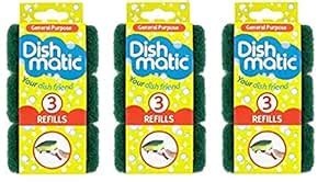 9 x Dishmatic Heavy Duty Green Refill Sponges Cleaning Scourer : Amazon ...