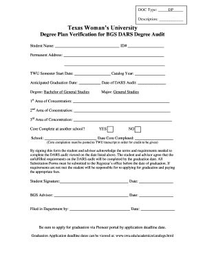 Degree Verification Form - Texas Woman's University - Twu - Fill and ...