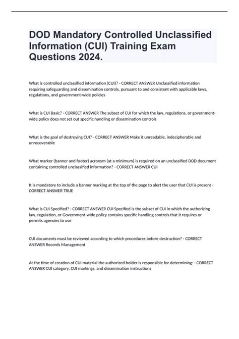 DOD Mandatory Controlled Unclassified Information (CUI) Training Final ...