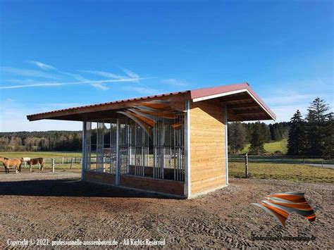Weidehütte mit fressgitter - Unterstand für Pferde, Pferdeunterstand ...