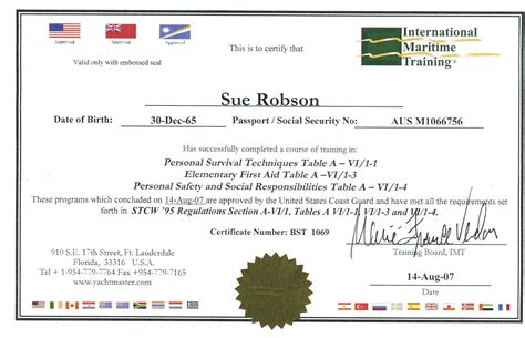Stcw 95 Certificate – certificates templates free