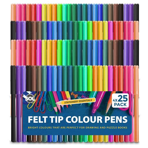 Black Pens Felt Tip Pens, BLACK, Fibre Fine Point, Pack Of 10 ...