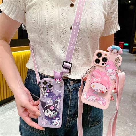 Kuromi/My Melody Phone Case with Pop Socket & Strap – In Kawaii Shop