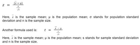 Image result for Statistics Hypothesis Testing Formulas