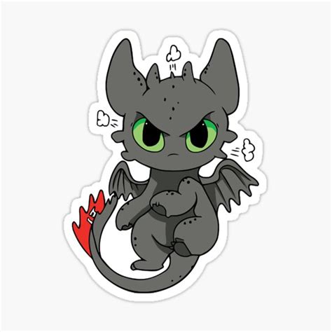 "Cute Angry Toothless, dragon cartoon character How to train your dragon, Night fury " Sticker ...