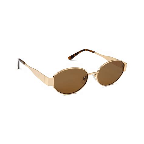 essntl Series Retro Oval Sunglasses For Women & Men - Gold Frame Brown ...