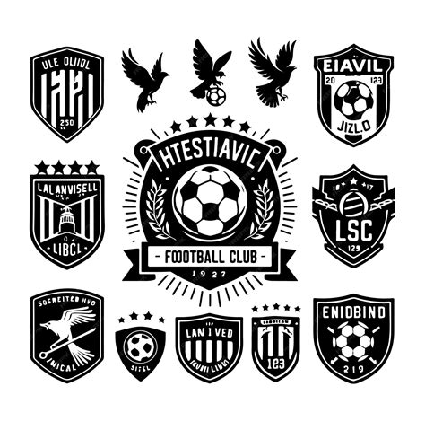 Football club logos badges black silhouette vector illustration ...