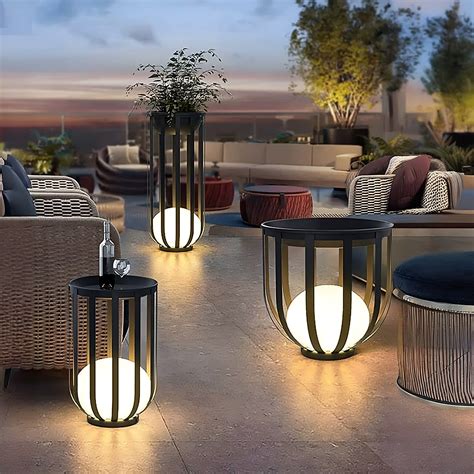 Solar Outdoor LED Floor Lamp with Plant Stand | Outdoor lamp, Outdoor ...