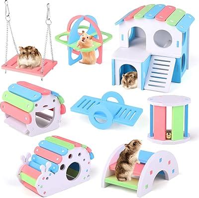 Tiibot 8 Pieces Fun Hamster Toys DIY Wooden Gerbil Hideout India | Ubuy
