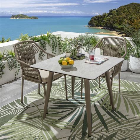 2 Seat Square Ceramic Garden Table and Chairs Dining Set Aluminium ...