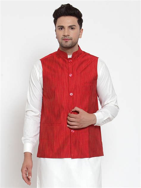 Jompers Men's Beige Printed Nehru Jacket