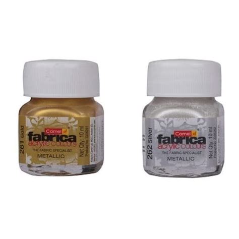 Camel Fabrica Acrylic Colours Metallic 10 Ml Each Gold & Silver Pack Of ...
