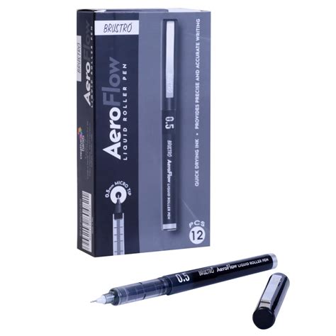 BRUSTRO AeroFlow Liquid Ink Rollerball Pens 0.5 Micro Tip Pack of 12 ...