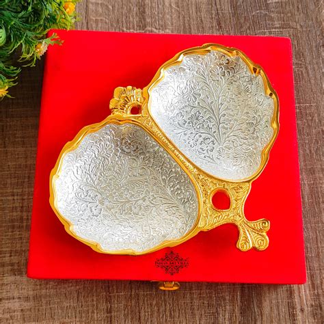 Buy IndianArtVilla Silver-plated gold Polished aluminum inside Flower ...