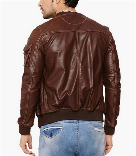 Kiler Bomber Leather Jacket Brown Men 100% Pure Biker – Prime Leather ...