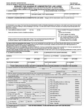 HA-501-U5. REQUEST FOR HEARING BY ADMINISTRATIVE LAW JUDGE - Fill and ...