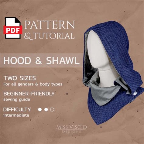 Cowl with hood - PDF home print sewing pattern with beginners guide