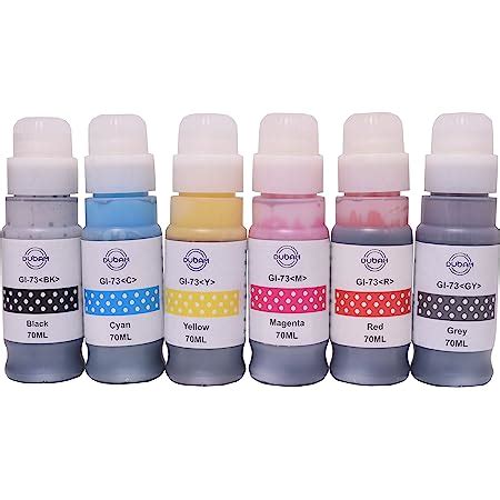 Canon 73 B/C/Y/M/R/GR Ink Bottles Pixma G570 G670 Printer with ITGLOBAL ...