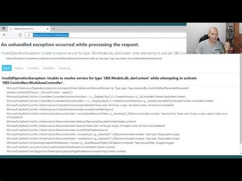 Image result for System.invalidoperationexception Unable to Resolve Service for Type