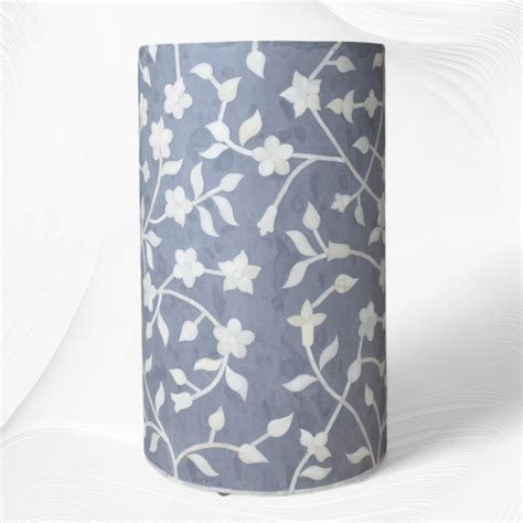 Lola Bone Inlay Round Stool Floral Light Grey – Luxury Handicrafts