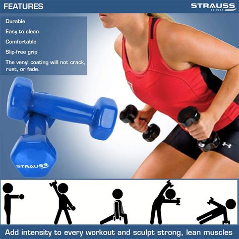 Strauss Unisex Vinyl Dumbbells Weight for Men & Women | 2Kg (Each)| 4K ...