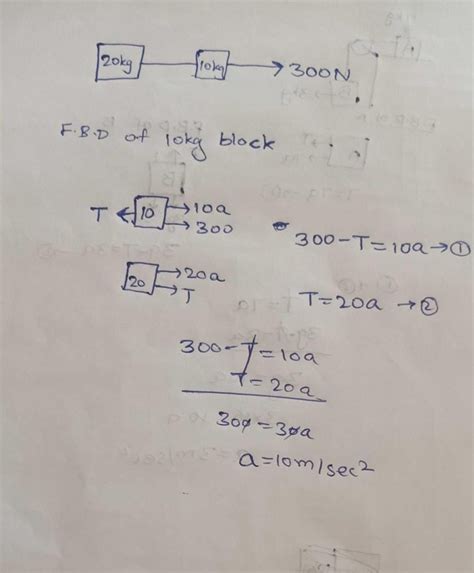 A horizontal force of 300 Newton pull two block of mass m 1 equals to ...
