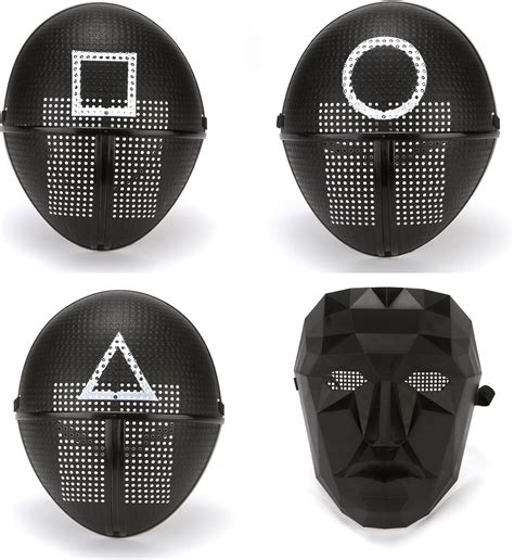 4PCS Squids Game Masks, Circle Triangle Square Shapes, Halloween ...
