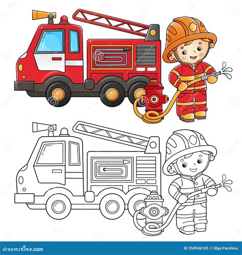 Cartoon Fire Truck Coloring Pages